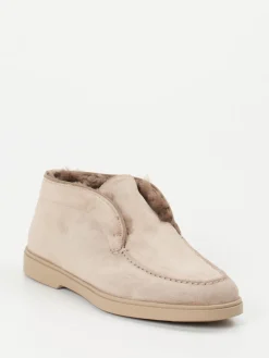 – Mokassin-Stiefelette aus Veloursleder beigegrau*Santoni Outlet