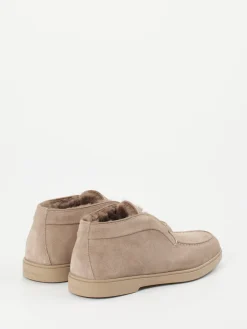 – Mokassin-Stiefelette aus Veloursleder beigegrau*Santoni Outlet