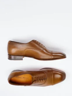 Herren Santoni – Oxford-Schnürschuh aus Kalbleder cognac