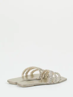 Damen Santoni – Pantolette aus Metallic mit Strassdetails