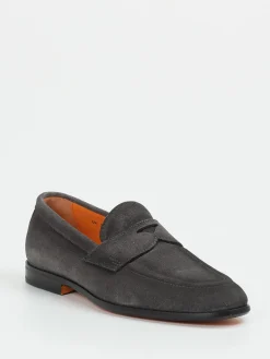 Herren Santoni – Penny Loafer aus Veloursleder