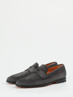 Herren Santoni – Penny Loafer aus Veloursleder