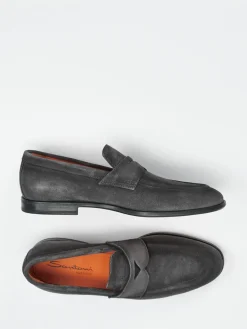 Herren Santoni – Penny Loafer aus Veloursleder