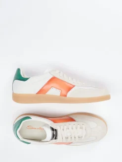 Herren Santoni – Retro-Sneaker aus Kalbleder beige-orange