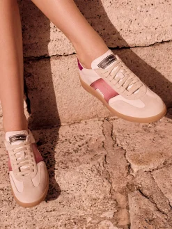 Damen Santoni – Retro-Sneaker aus Veloursleder Beige