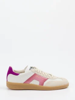 Damen Santoni – Retro-Sneaker aus Veloursleder Beige