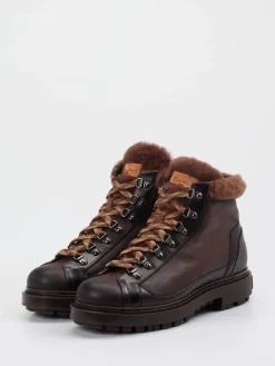 Herren Santoni – Schnürboots aus Kalbleder dunkel