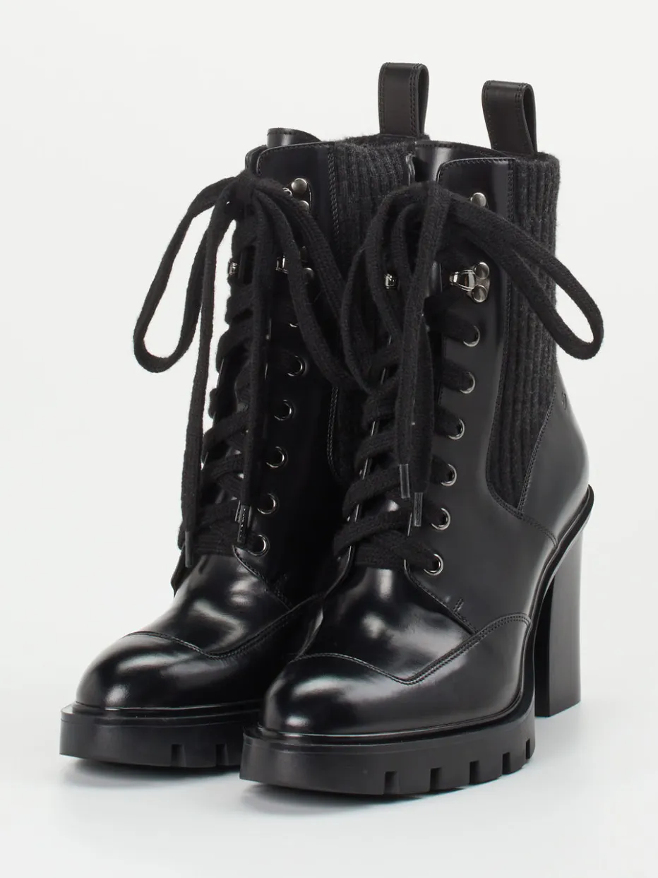 Damen Santoni – Schnürstiefelette aus Hochglanzleder Schwarz