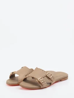 Damen Santoni – Slides aus Kalbleder mit Kontrastsohle