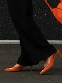 Damen Santoni – Slingback-Pumps aus Veloursleder Koralle