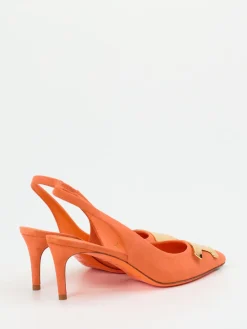 Damen Santoni – Slingback-Pumps aus Veloursleder Koralle