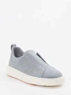 Herren Santoni – Slip-On Sneaker aus Veloursleder Tauben