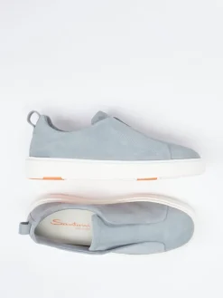 Herren Santoni – Slip-On Sneaker aus Veloursleder Tauben