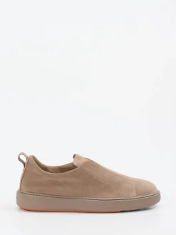 Herren Santoni – Slip-On Sneaker aus Veloursleder Sandbeige