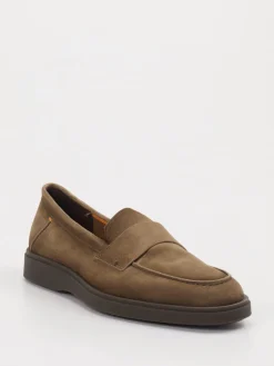 Herren Santoni – Slipper aus Veloursleder in Taupe