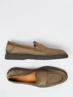 Herren Santoni – Slipper aus Veloursleder in Taupe