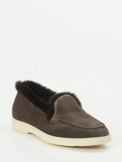 Damen Santoni – Slipper aus Veloursleder dunkel
