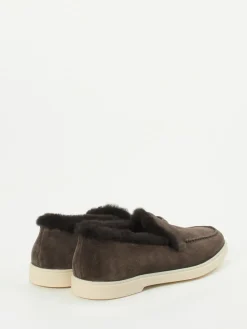 Damen Santoni – Slipper aus Veloursleder dunkel