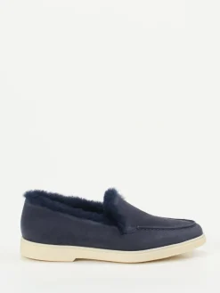 – Slipper aus Veloursleder in Dunkel*Santoni