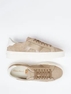 Herren Santoni – Sneaker aus geprägtem Leder sandbeige