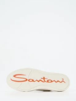 – Sneaker aus Kalbleder creme*Santoni Discount