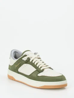 Herren Santoni – Sneaker aus Kalbleder und Nubuk in Creme