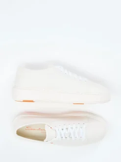Damen Santoni – Sneaker aus Lammleder in Creme