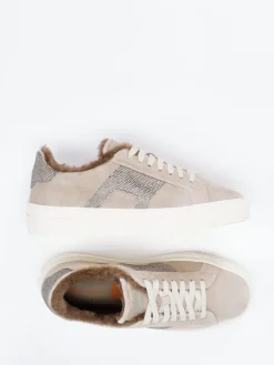 Damen Santoni – Sneaker aus Veloursleder mit Glitzer