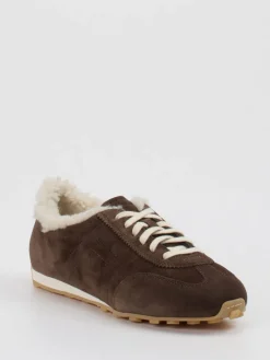 Damen Santoni – Sneaker aus Veloursleder schoko