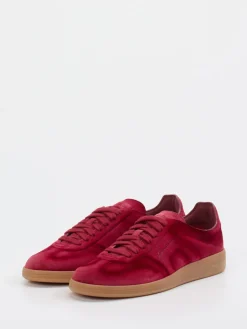 – Sneaker aus Veloursleder rubinrot*Santoni Online