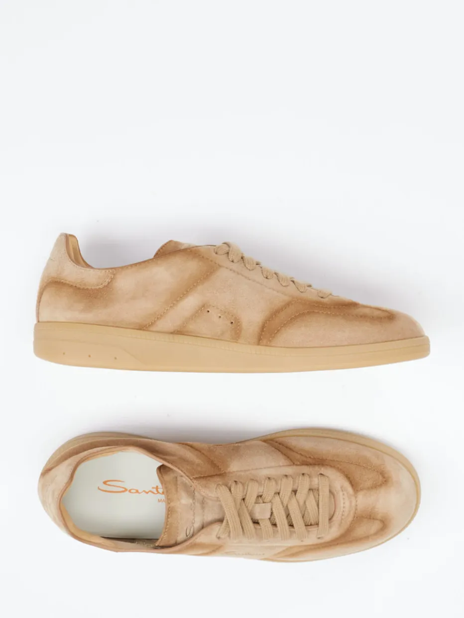 – Sneaker aus Veloursleder in Sandbeige*Santoni New
