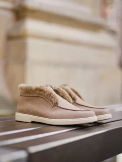 – Stiefelette aus Kalbleder mit Lammfellfutter*Santoni New