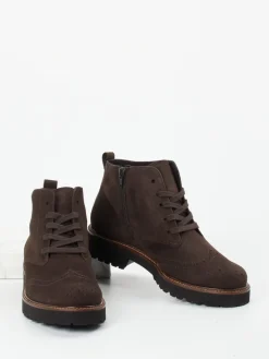 Damen Semler – Brogue-Boots aus Veloursleder dunkel