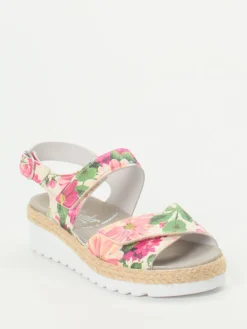 Damen Semler – Keilsandale aus geprägtem Leder floral