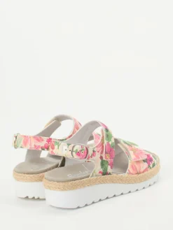 Damen Semler – Keilsandale aus geprägtem Leder floral