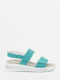 Damen Semler – Komfortsandale aus geprägtem Leder türkis