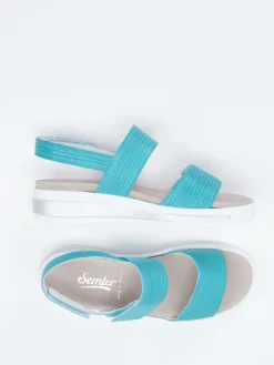 Damen Semler – Komfortsandale aus geprägtem Leder türkis