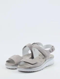 – Komfortsandale aus Veloursleder hellgrau*Semler Outlet