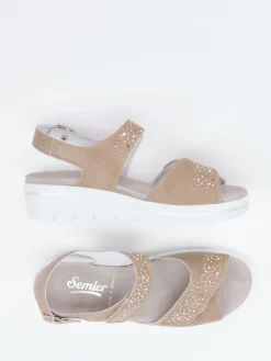 Damen Semler – Komfortsandale aus Veloursleder braun