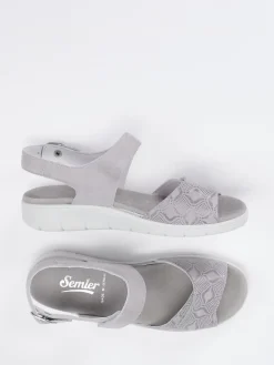 Damen Semler – Komfortsandale aus Veloursleder hell