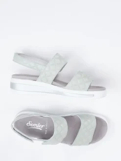 Damen Semler – Komfort-Sandalen aus geprägtem Leder salbei