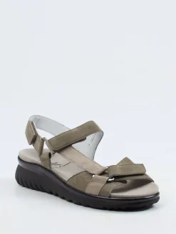 Damen Semler – Komfortsandalen aus Veloursleder olivgrau