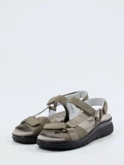 Damen Semler – Komfortsandalen aus Veloursleder olivgrau