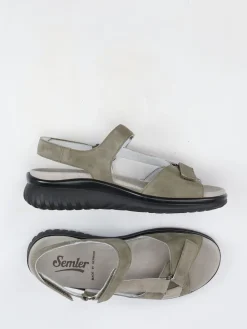 Damen Semler – Komfortsandalen aus Veloursleder olivgrau