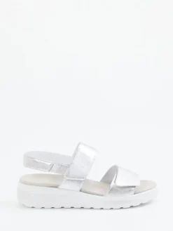 Damen Semler – Komfort-Sandalen aus Metallicleder silber