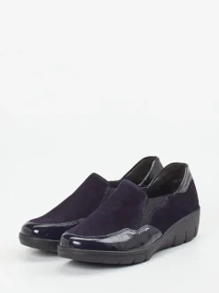 – Komfort-Slipper aus Velours- & Lackleder dunkelviolett*Semler Clearance