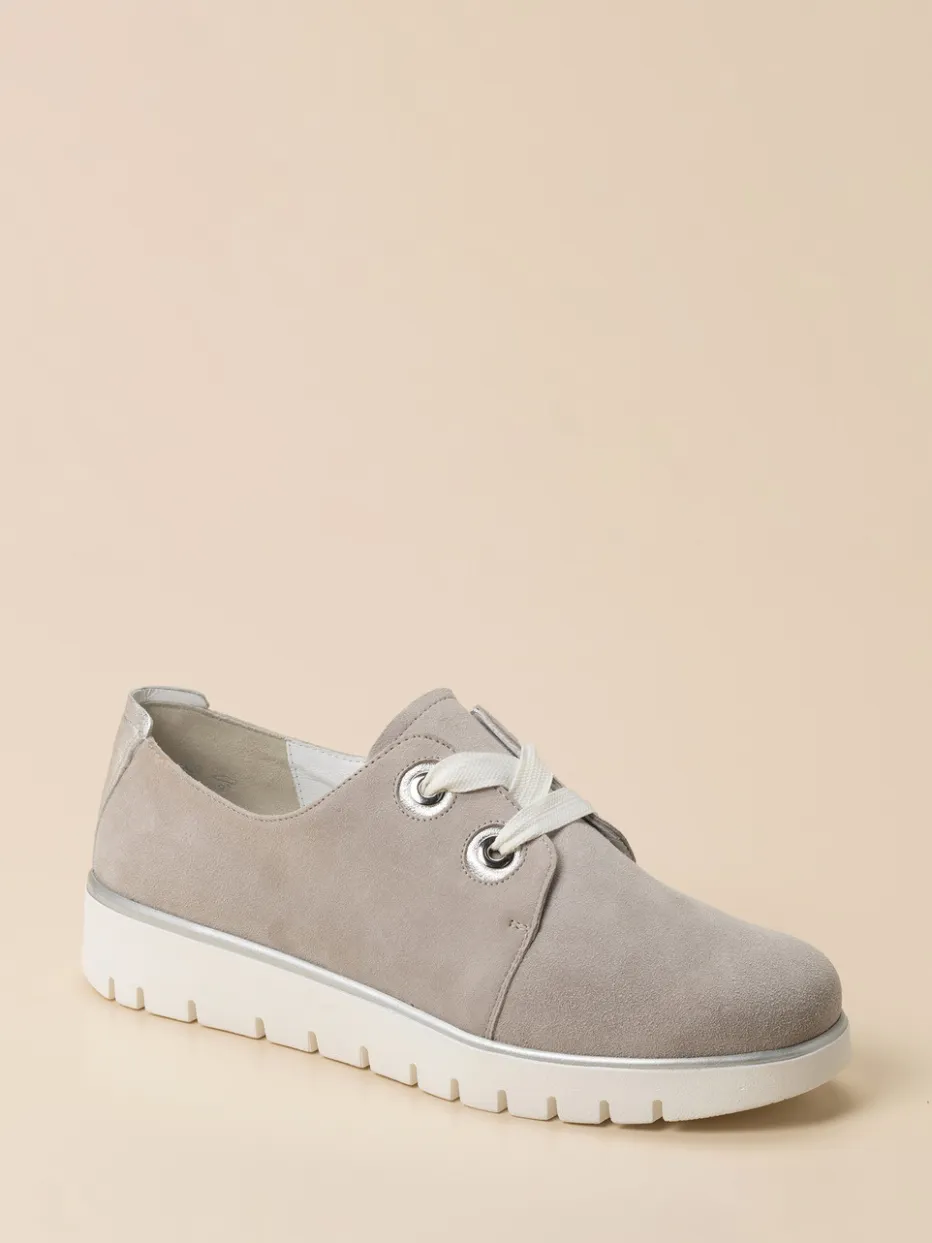 Damen Semler – Komfort-Sneaker aus Veloursleder hellgrau