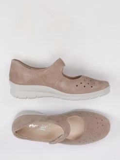 Damen Semler – Mary Janes aus Veloursleder in Taupe