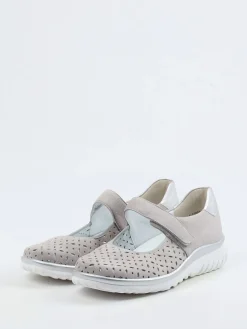 Damen Semler – Mary Janes aus Veloursleder Taupe-Grau