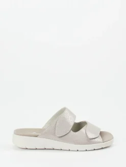 – Pantolette aus Metallic-Veloursleder beige*Semler